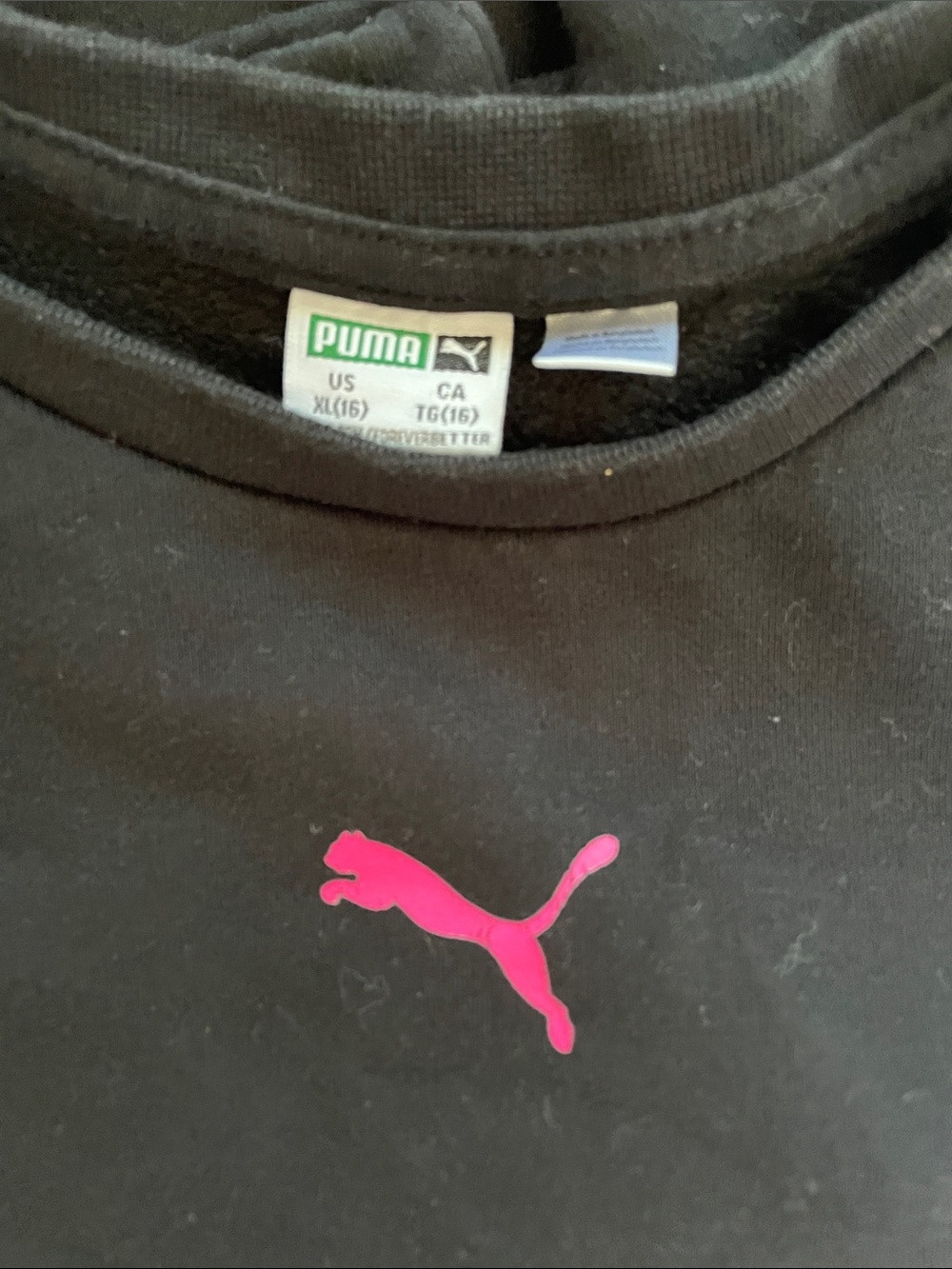 Puma Black Shirt with Hot Pink Puma Logo